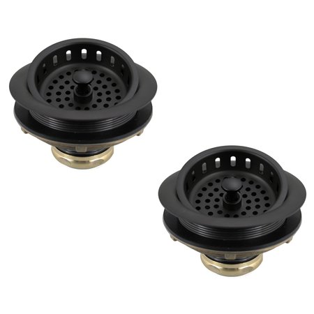 WESTBRASS Two Post Style Large Kitchen Basket Strainers in Powdercoated Flat Black D2145-62